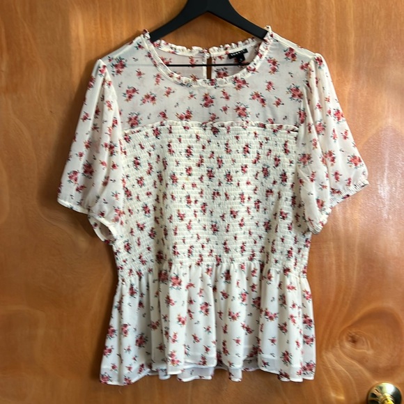 torrid Tops - Chiffon Ruffle Mock Neck Smocked Crop Top
